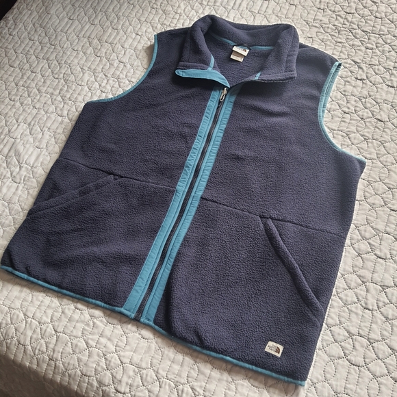 The North Face Men XXL 2XL Blue FLEECE Carbondale VEST Full Zipper Outdoors - Picture 1 of 5